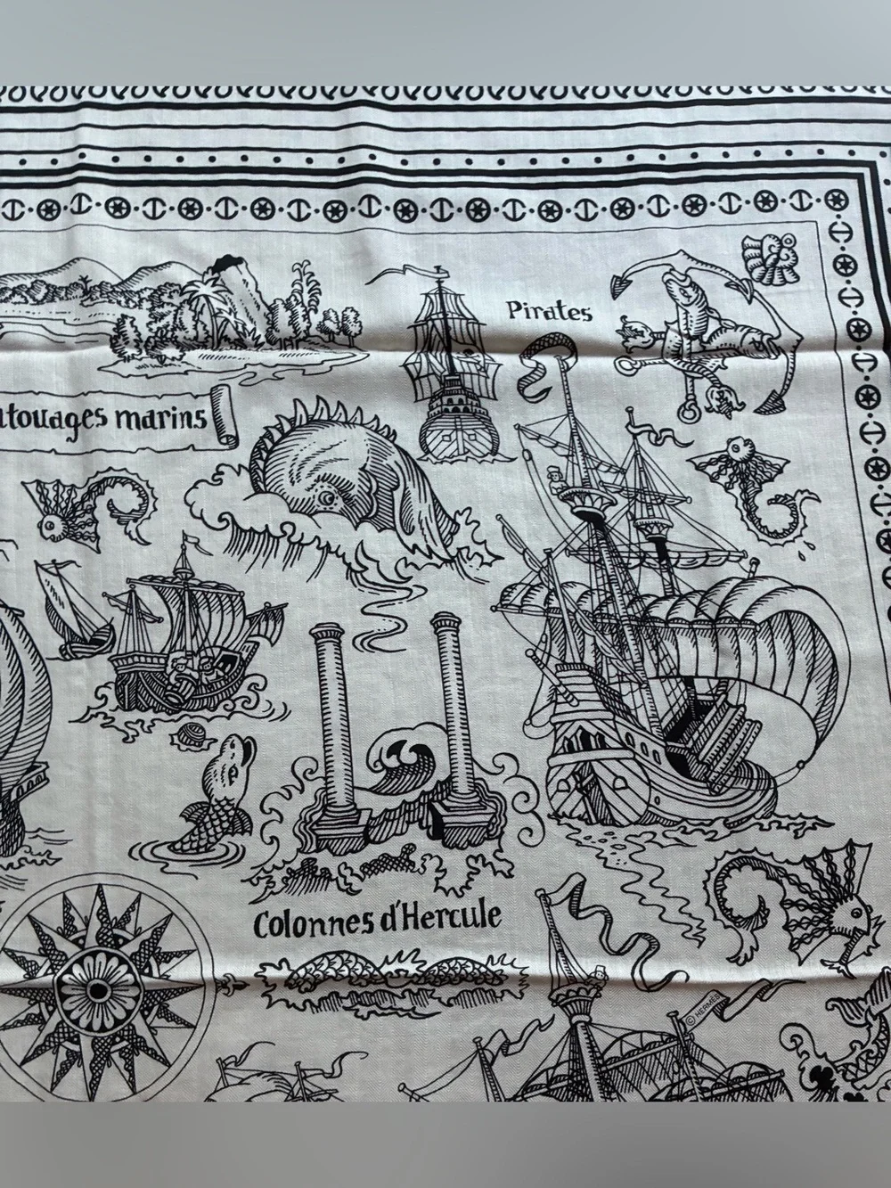 Hermes Tatouages Marins Bandana 140vm Cashmere/Silk NWT